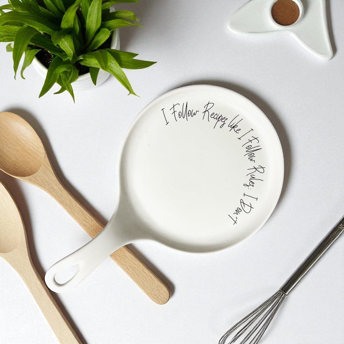 Recipes & Rules | Porcelain Spoon Rest with Wooden Spoon