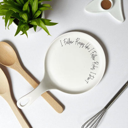 Recipes & Rules | Porcelain Spoon Rest with Wooden Spoon