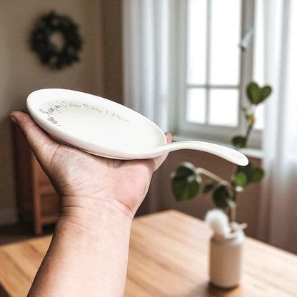 Recipes & Rules | Porcelain Spoon Rest with Wooden Spoon