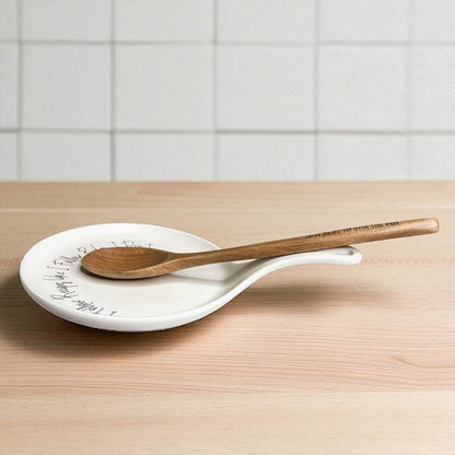 Recipes & Rules | Porcelain Spoon Rest with Wooden Spoon