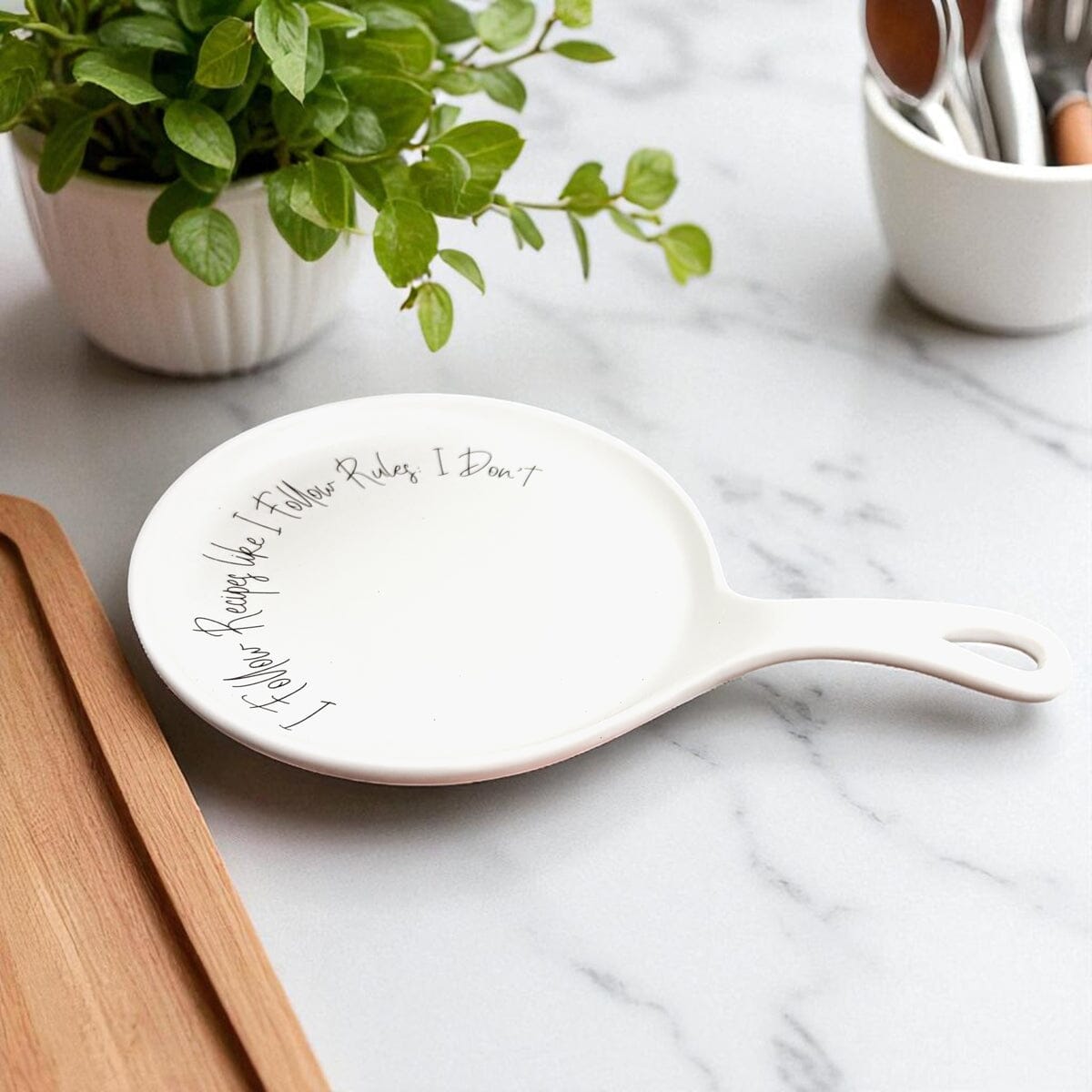 Recipes & Rules | Porcelain Spoon Rest with Wooden Spoon