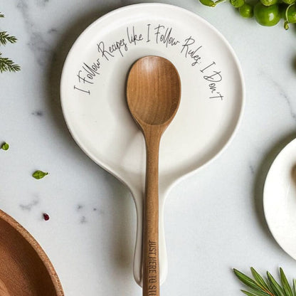 Recipes & Rules | Porcelain Spoon Rest with Wooden Spoon