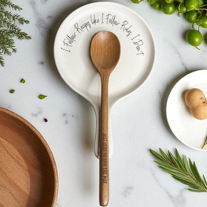 Recipes & Rules | Porcelain Spoon Rest with Wooden Spoon