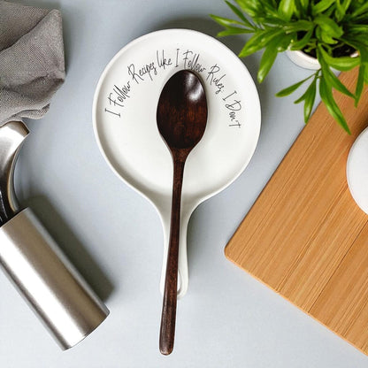 Recipes & Rules | Porcelain Spoon Rest with Wooden Spoon
