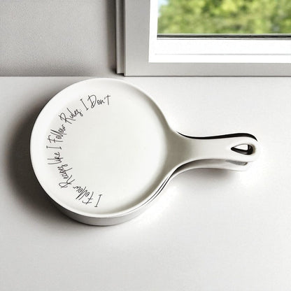 Recipes & Rules | Porcelain Spoon Rest with Wooden Spoon