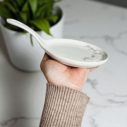 Stirring the Pot | Porcelain Spoon Rest with Wooden Spoon