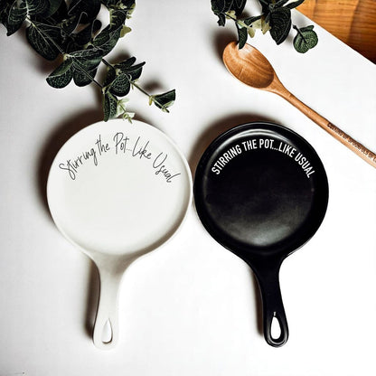 Stirring the Pot | Porcelain Spoon Rest with Wooden Spoon