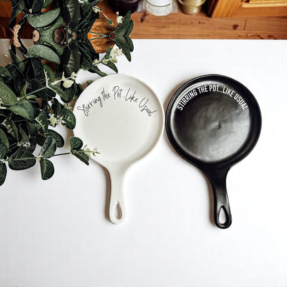 Stirring the Pot | Porcelain Spoon Rest with Wooden Spoon
