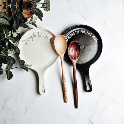 Stirring the Pot | Porcelain Spoon Rest with Wooden Spoon