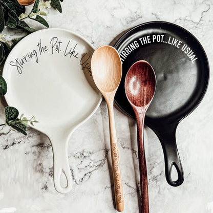 Stirring the Pot | Porcelain Spoon Rest with Wooden Spoon