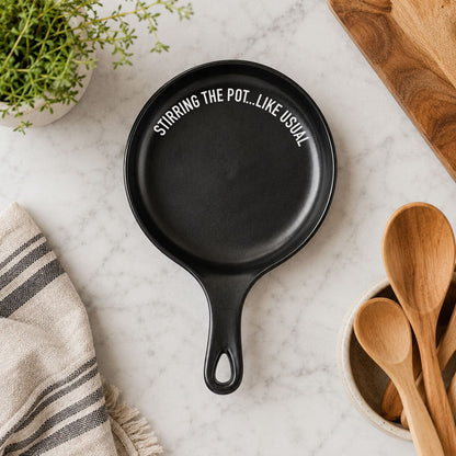 Stirring the Pot | Porcelain Spoon Rest with Wooden Spoon