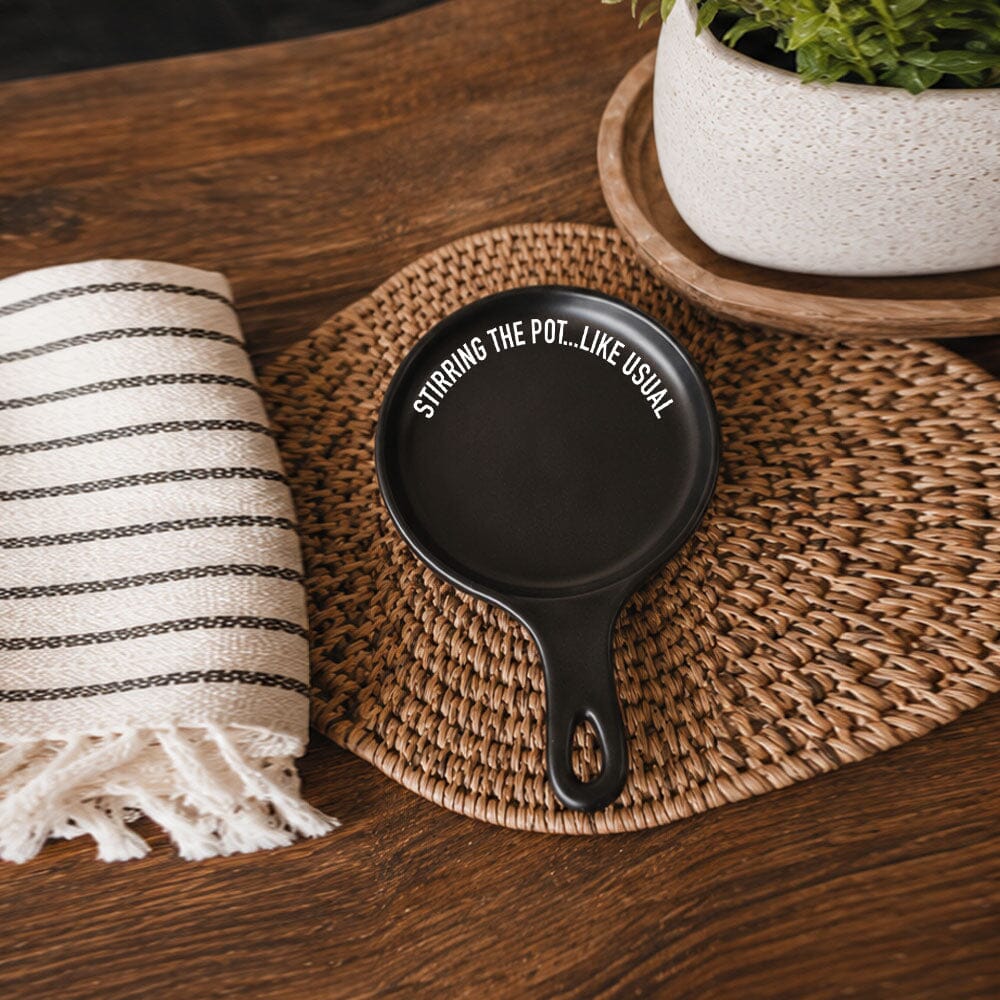 Stirring the Pot | Porcelain Spoon Rest with Wooden Spoon