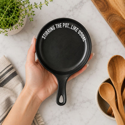 Stirring the Pot | Porcelain Spoon Rest with Wooden Spoon