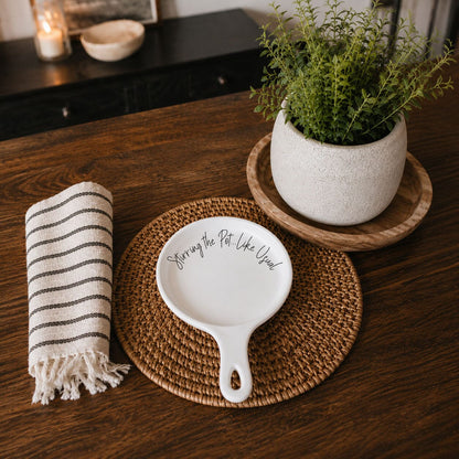 Stirring the Pot | Porcelain Spoon Rest with Wooden Spoon