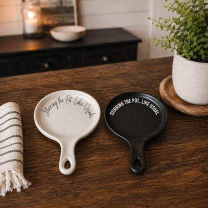 Stirring the Pot | Porcelain Spoon Rest with Wooden Spoon