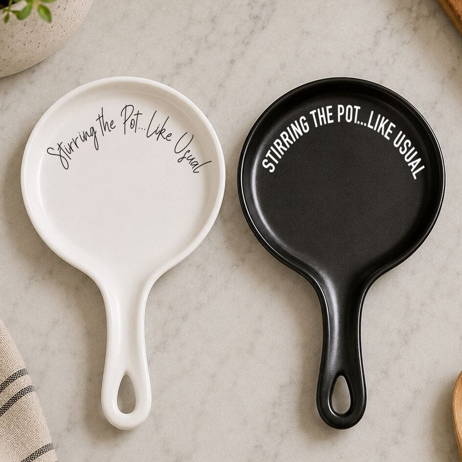 Stirring the Pot | Porcelain Spoon Rest with Wooden Spoon