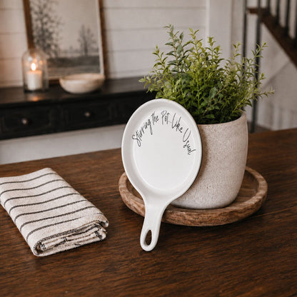 Stirring the Pot | Porcelain Spoon Rest with Wooden Spoon
