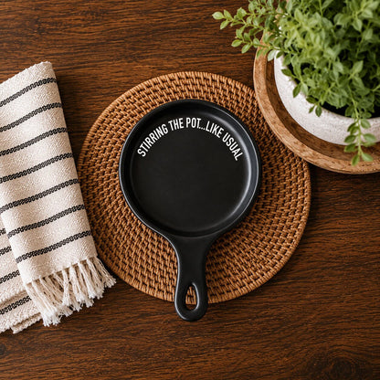 Stirring the Pot | Porcelain Spoon Rest with Wooden Spoon