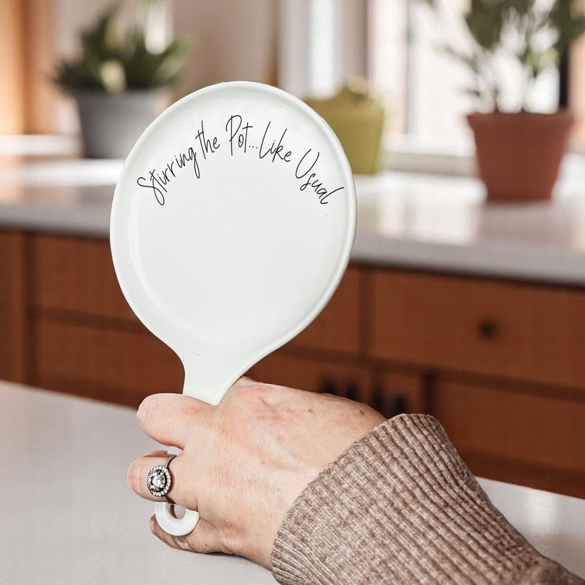 Stirring the Pot | Porcelain Spoon Rest with Wooden Spoon