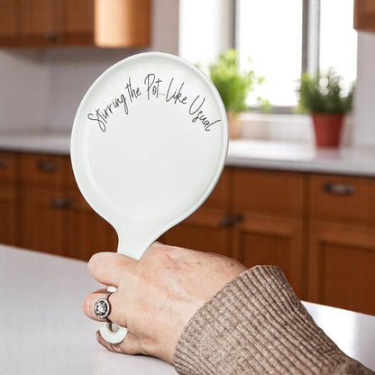 Stirring the Pot | Porcelain Spoon Rest with Wooden Spoon