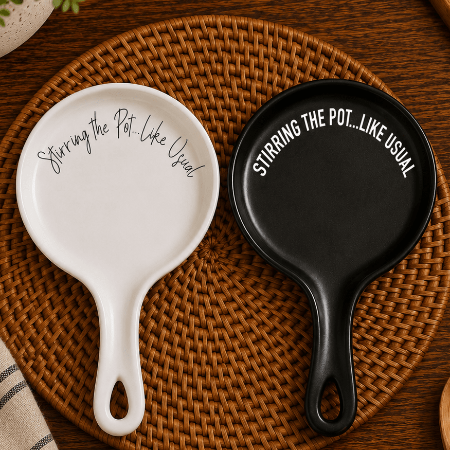 Stirring the Pot | Porcelain Spoon Rest with Wooden Spoon