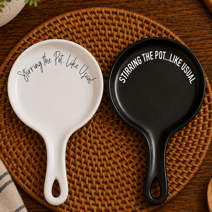 Stirring the Pot | Porcelain Spoon Rest with Wooden Spoon