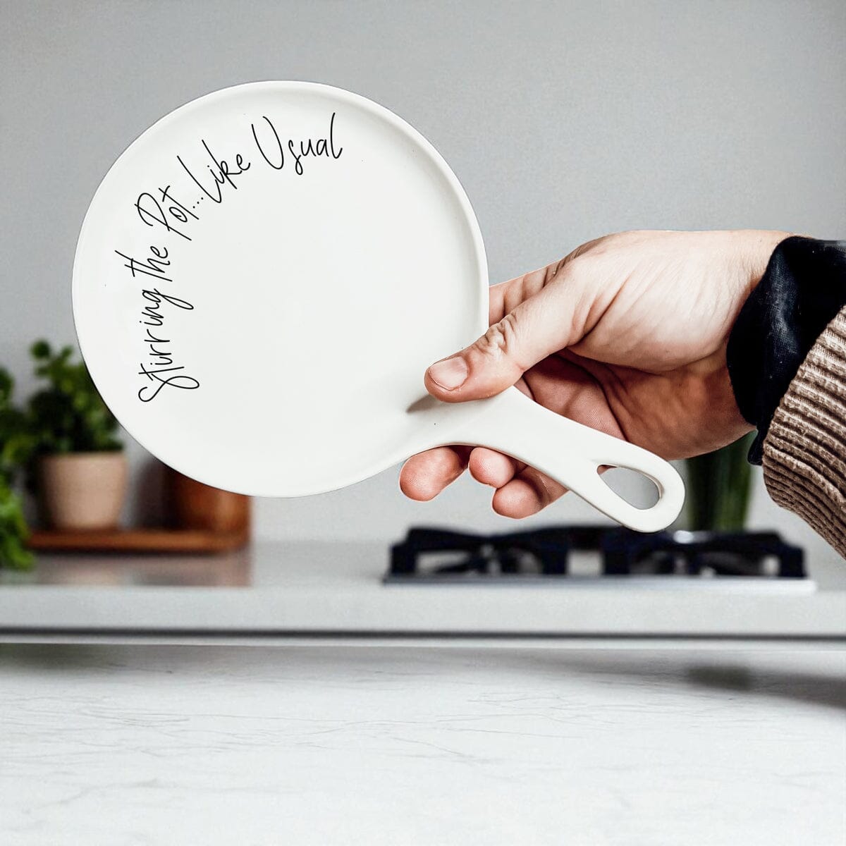 Stirring the Pot | Porcelain Spoon Rest with Wooden Spoon