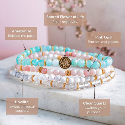 Stress Reliever Bracelet Set – Calm & Emotional Ease (Pack of 4) - Spirit Nest
