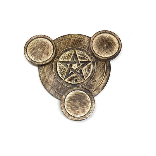 Vrinda Pentacle Wooden T-Lite Holder