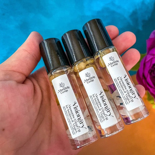 Visionary Jasmine Essential Oil Roll On with Rainbow Moonstone Crystals