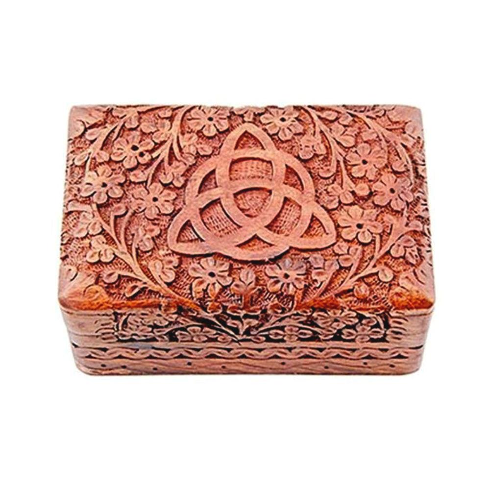Triquetra carved wooden box