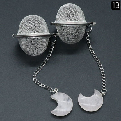 Crescent Moon Crystal Tea Strainer
