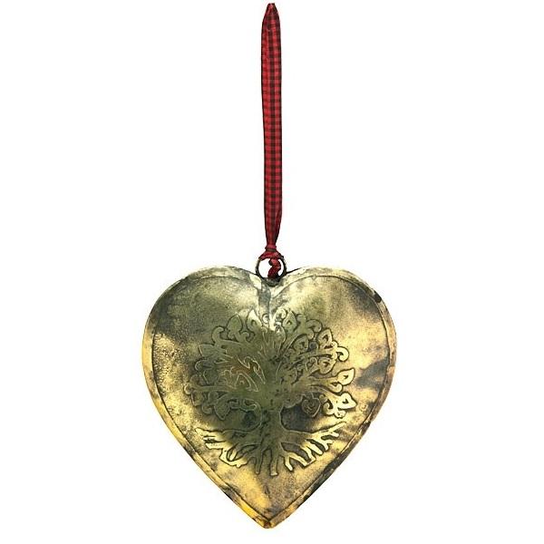 Tree of Life Carved Heart in Antique Brass