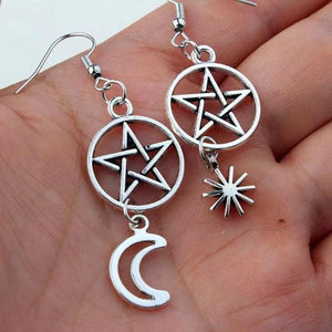 Pentacle with Sun and Moon Earrings