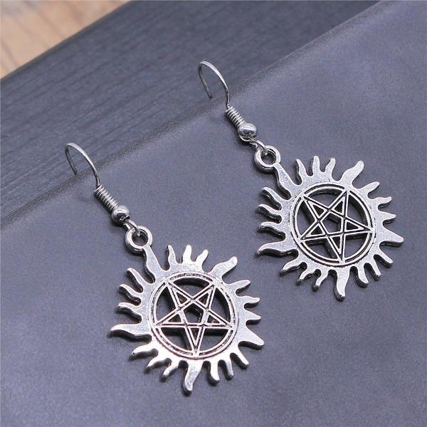 Blazing Pentagram Hook Earrings