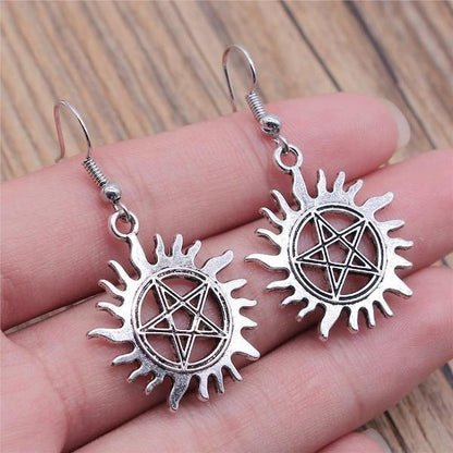 Blazing Pentagram Hook Earrings