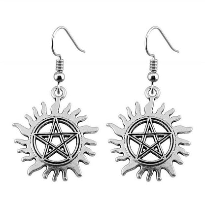 Blazing Pentagram Hook Earrings