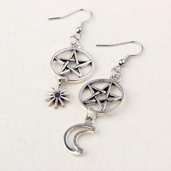 Pentacle with Sun and Moon Earrings