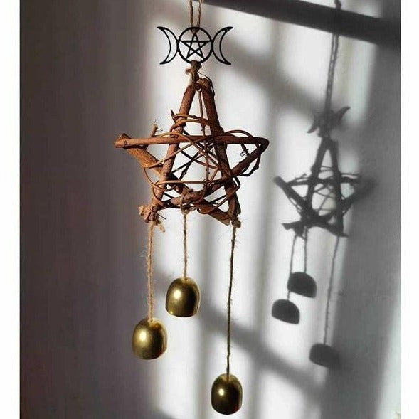 Star Witches Bells Wind chimes, protection Bells, Brass Bells