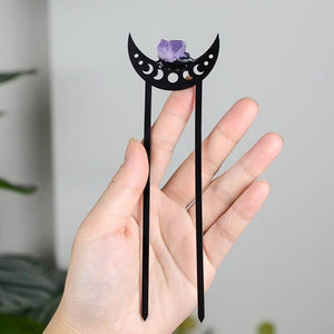 Crescent Moon with Crystal Double Hair Stick