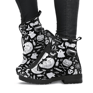 Spooky Black & White - Vegan Boots.