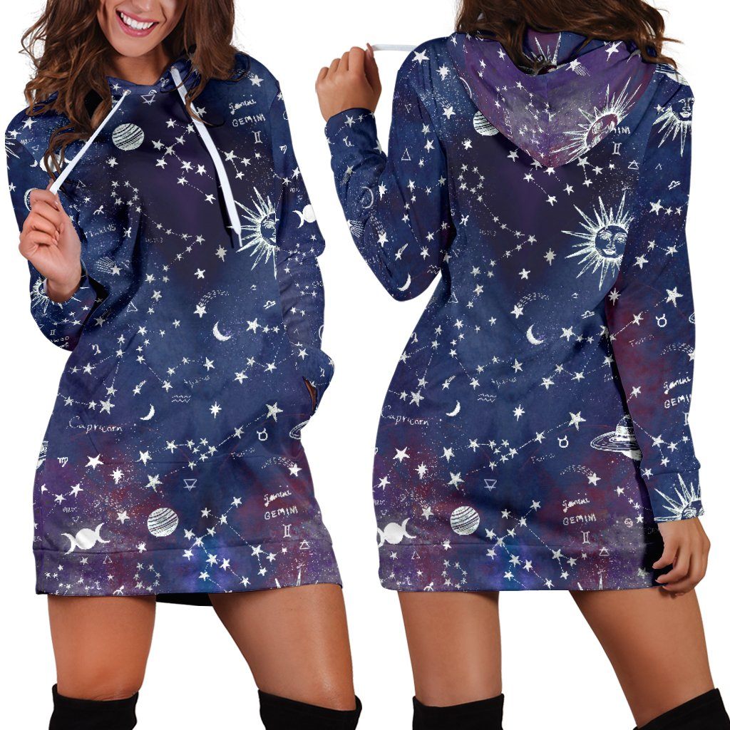 Astrology map - Blue hoodie dress