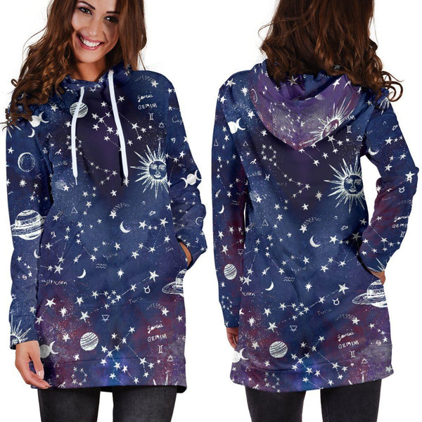 Astrology map - Blue hoodie dress - Spirit Nest