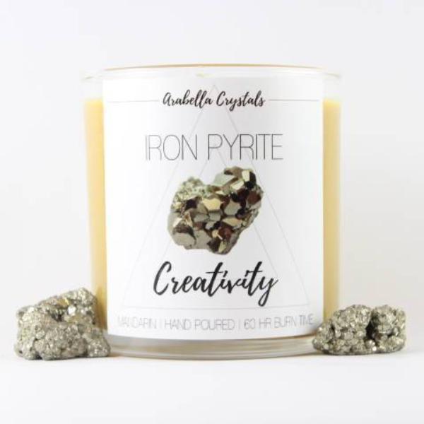 Iron Pyrite Crystal Candle - 9oz