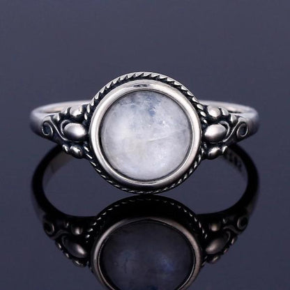 Rainbow Round Moonstone Ring