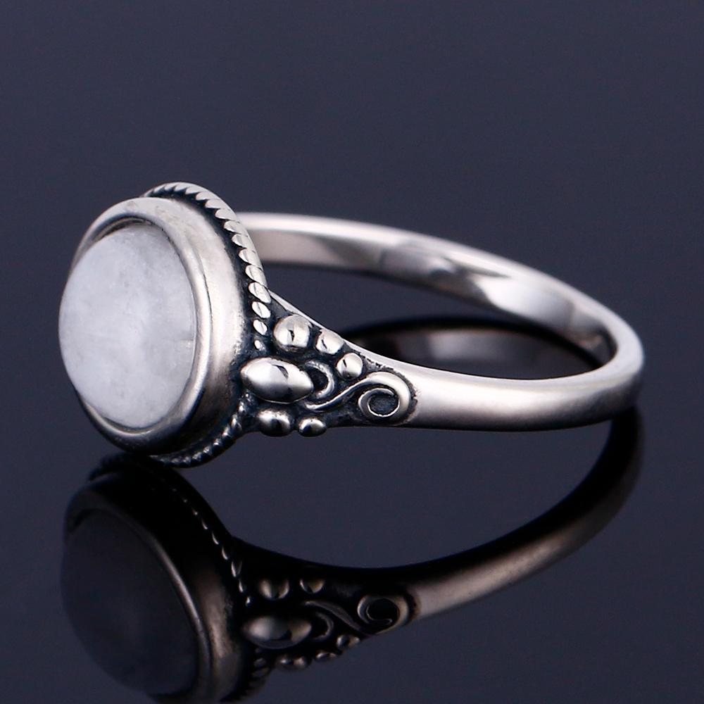 Rainbow Round Moonstone Ring