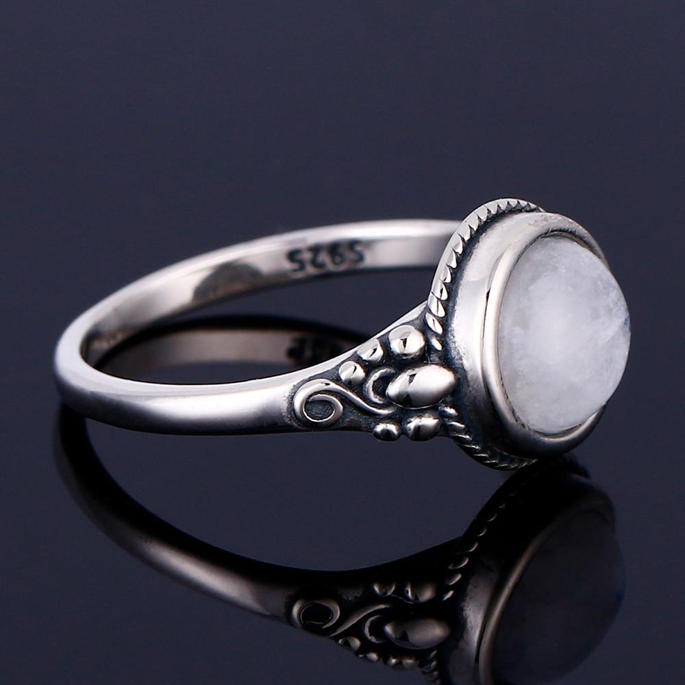 Rainbow Round Moonstone Ring