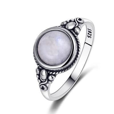 Rainbow Round Moonstone Ring