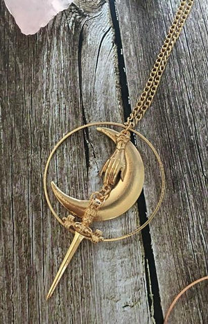 The Moon and The Dagger Romantic Witchy Necklace