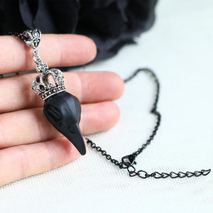 Gothic Crowned Raven Necklace